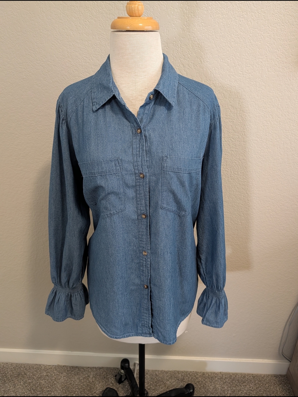 LC Lauren Conrad Medium Blue Denim Shirt